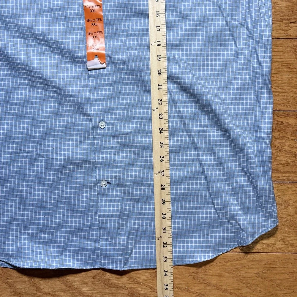 NWT Banana Republic Shirt Mens 2XL Blue Check Non Iron Slim Fit Cotton Check